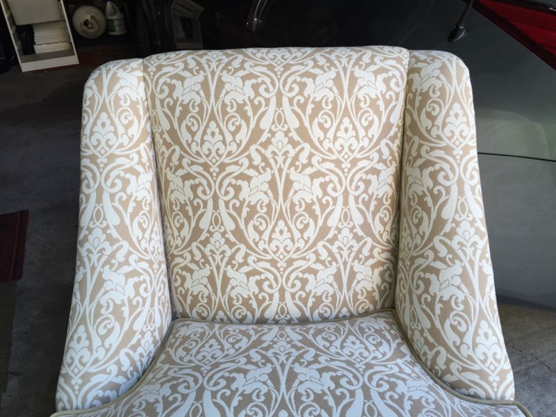 reupholstered chair detail